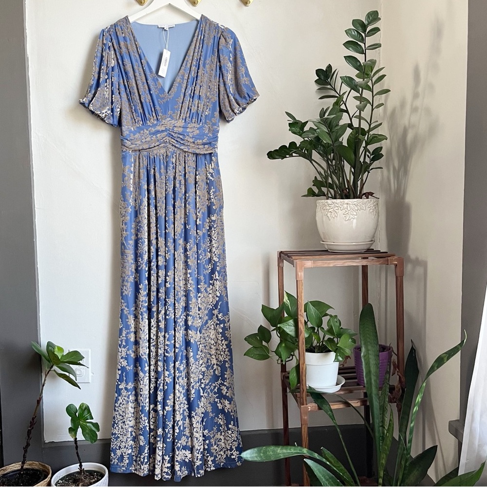 Baltic Born Blue and Silver Floral Maxi Dress